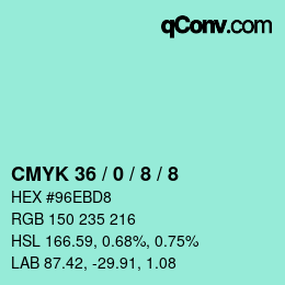 Color code: CMYK 36 / 0 / 8 / 8 | qconv.com