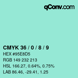 颜色代码: CMYK 36 / 0 / 8 / 9 | qconv.com