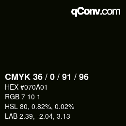 Color code: CMYK 36 / 0 / 91 / 96 | qconv.com