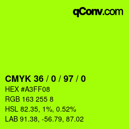 カラーコード: CMYK 36 / 0 / 97 / 0 | qconv.com