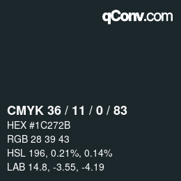 Código de color: CMYK 36 / 11 / 0 / 83 | qconv.com