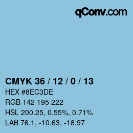 カラーコード: CMYK 36 / 12 / 0 / 13 | qconv.com