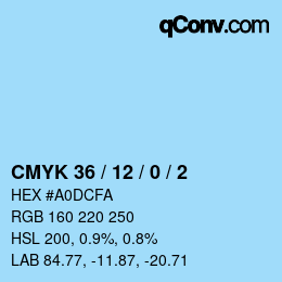 颜色代码: CMYK 36 / 12 / 0 / 2 | qconv.com