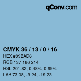 カラーコード: CMYK 36 / 13 / 0 / 16 | qconv.com