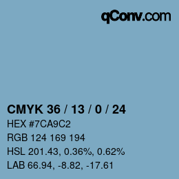 颜色代码: CMYK 36 / 13 / 0 / 24 | qconv.com