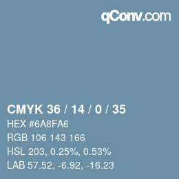 颜色代码: CMYK 36 / 14 / 0 / 35 | qconv.com