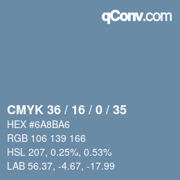 颜色代码: CMYK 36 / 16 / 0 / 35 | qconv.com