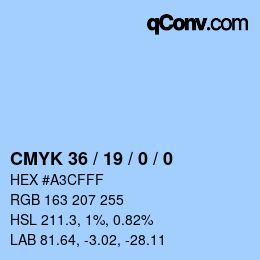 Color code: CMYK 36 / 19 / 0 / 0 | qconv.com