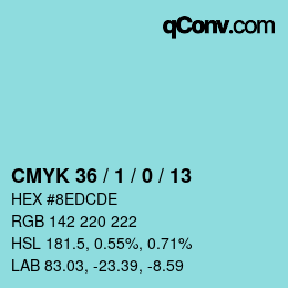 Color code: CMYK 36 / 1 / 0 / 13 | qconv.com