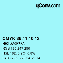 颜色代码: CMYK 36 / 1 / 0 / 2 | qconv.com