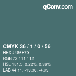 Code couleur: CMYK 36 / 1 / 0 / 56 | qconv.com