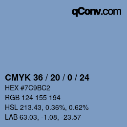 Color code: CMYK 36 / 20 / 0 / 24 | qconv.com