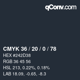颜色代码: CMYK 36 / 20 / 0 / 78 | qconv.com