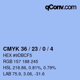 Color code: CMYK 36 / 23 / 0 / 4 | qconv.com