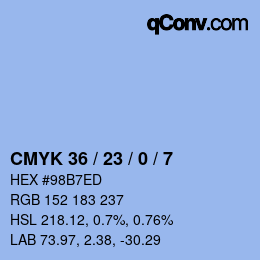 Código de color: CMYK 36 / 23 / 0 / 7 | qconv.com