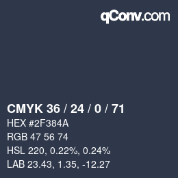 颜色代码: CMYK 36 / 24 / 0 / 71 | qconv.com