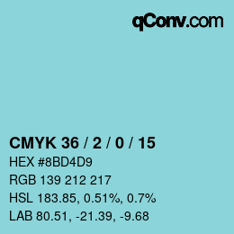 颜色代码: CMYK 36 / 2 / 0 / 15 | qconv.com