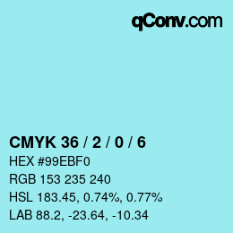 Código de color: CMYK 36 / 2 / 0 / 6 | qconv.com