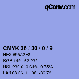 Code couleur: CMYK 36 / 30 / 0 / 9 | qconv.com
