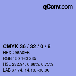 颜色代码: CMYK 36 / 32 / 0 / 8 | qconv.com