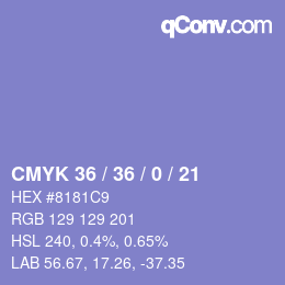 Color code: CMYK 36 / 36 / 0 / 21 | qconv.com