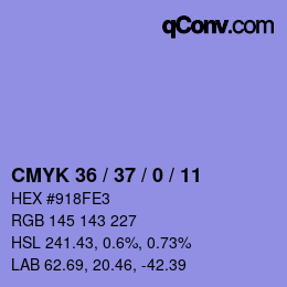 颜色代码: CMYK 36 / 37 / 0 / 11 | qconv.com