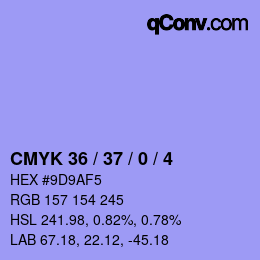 カラーコード: CMYK 36 / 37 / 0 / 4 | qconv.com