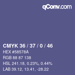 颜色代码: CMYK 36 / 37 / 0 / 46 | qconv.com