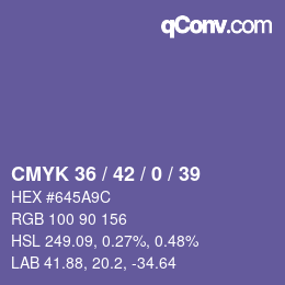 Color code: CMYK 36 / 42 / 0 / 39 | qconv.com