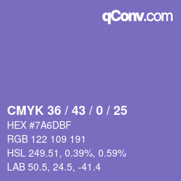 Color code: CMYK 36 / 43 / 0 / 25 | qconv.com