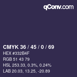 Color code: CMYK 36 / 45 / 0 / 69 | qconv.com