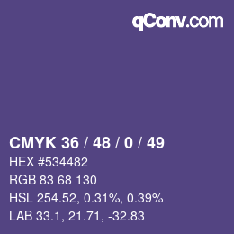 Color code: CMYK 36 / 48 / 0 / 49 | qconv.com