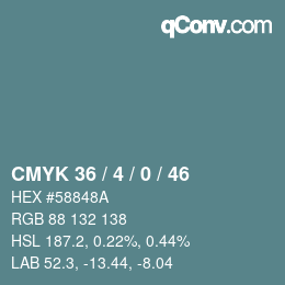 Color code: CMYK 36 / 4 / 0 / 46 | qconv.com