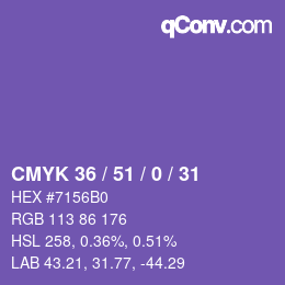 Color code: CMYK 36 / 51 / 0 / 31 | qconv.com