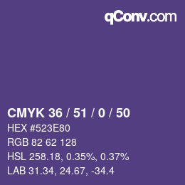 Color code: CMYK 36 / 51 / 0 / 50 | qconv.com