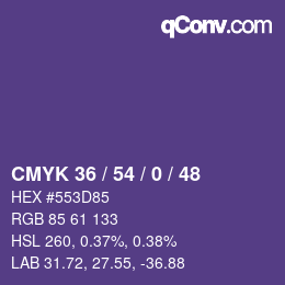 カラーコード: CMYK 36 / 54 / 0 / 48 | qconv.com