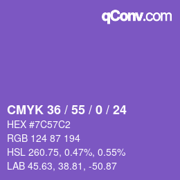 Color code: CMYK 36 / 55 / 0 / 24 | qconv.com