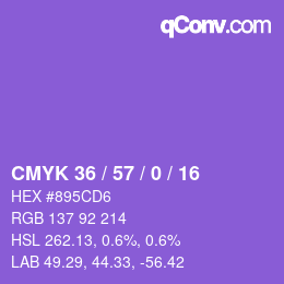 カラーコード: CMYK 36 / 57 / 0 / 16 | qconv.com