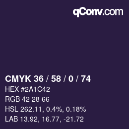 Color code: CMYK 36 / 58 / 0 / 74 | qconv.com