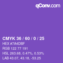 Color code: CMYK 36 / 60 / 0 / 25 | qconv.com