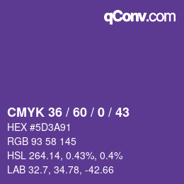 Color code: CMYK 36 / 60 / 0 / 43 | qconv.com