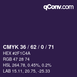 カラーコード: CMYK 36 / 62 / 0 / 71 | qconv.com