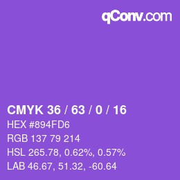 Color code: CMYK 36 / 63 / 0 / 16 | qconv.com