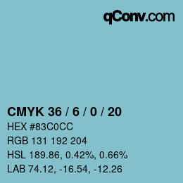颜色代码: CMYK 36 / 6 / 0 / 20 | qconv.com