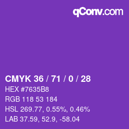 颜色代码: CMYK 36 / 71 / 0 / 28 | qconv.com