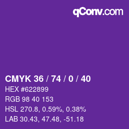 Color code: CMYK 36 / 74 / 0 / 40 | qconv.com