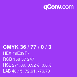Color code: CMYK 36 / 77 / 0 / 3 | qconv.com