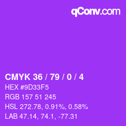 颜色代码: CMYK 36 / 79 / 0 / 4 | qconv.com