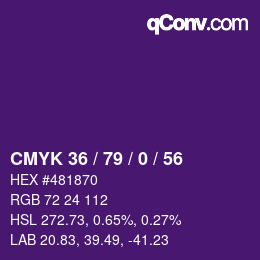 Color code: CMYK 36 / 79 / 0 / 56 | qconv.com