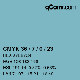 Color code: CMYK 36 / 7 / 0 / 23 | qconv.com